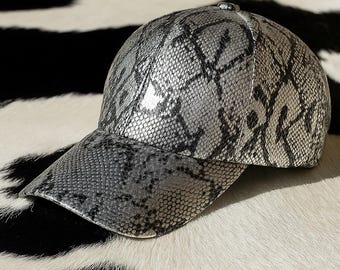 Schlangenhaut Leder Baseball Cap: Unisex Streetwear Trucker Cap