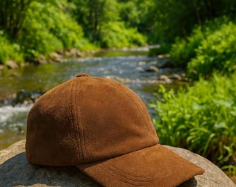 Handmade Suede Leather Baseball Cap: Adjustable Vintage Style