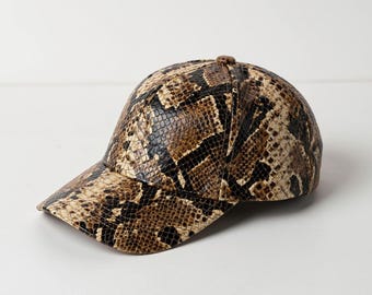 Handmade Python Leather Baseball Cap Real Snakeskin Print Hat