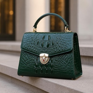 Handgemaakte krokodillenleer handtas luxe dames portemonnee tas met handvat