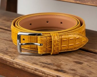 Handgefertigter gelber Krokodilledergürtel Herrenmode-Accessoire
