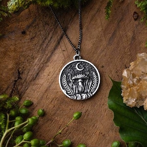 Moonlit Mushroom Necklace • Forest Witch Jewelry • Cottagecore Pendant • Nature Symbol Necklace • Lunar Botanical Charm