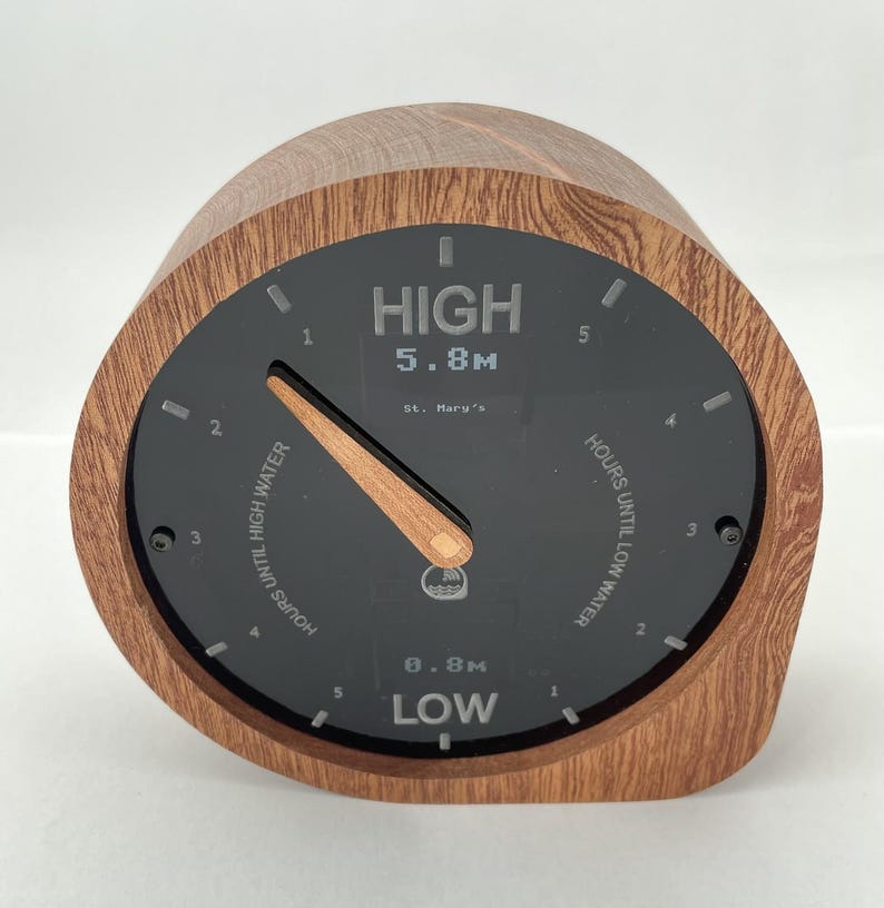 WiFi Connected Analog Tide Clock: Handcrafted, Hardwood, Accurate Tides for your local beach Bild 3