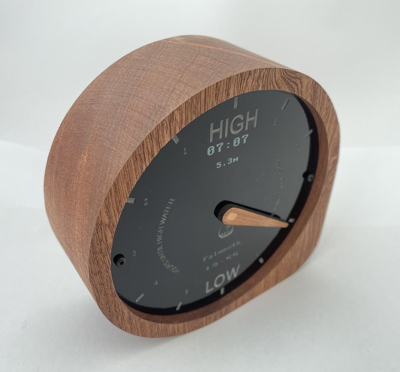 WiFi Connected Analog Tide Clock: Handcrafted, Hardwood, Accurate Tides for your local beach Bild 2