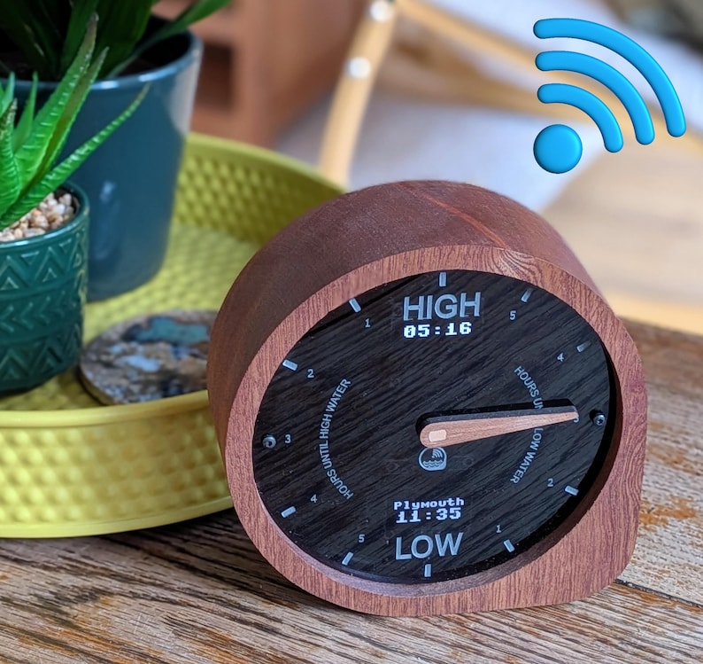 WiFi Connected Analog Tide Clock: Handcrafted, Hardwood, Accurate Tides for your local beach Bild 1