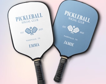 Custom Name Pickleball Social Club Paddle Cover, Personalized Pickleball Lover Gift, Gift for Mom, Water Resistant Pickleball Paddle Holder