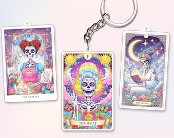 Tarot Card Holographic Keychain, The Audacity Tarot Card Gift, Acrylic Tarot Keychain, Readers Crafter Dog Cat Lover Keychains