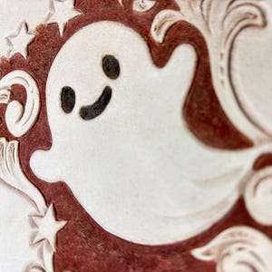 Leather Carving / Tooling Pattern | Halloween Ghost with Scroll Design | Leathercraft Template | for Halloween Art Projects | PDF | DC-009