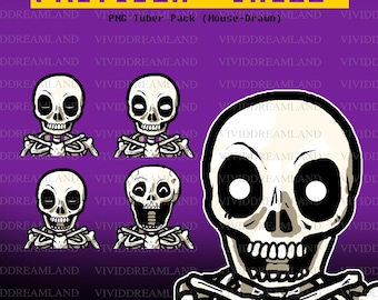 Skull PNGTuber Avatar: Mouse-Drawn Streaming Asset (Veadomini File Included)