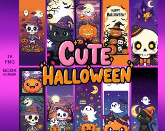 Marque-pages Halloween, ensemble de cliparts PNG (téléchargement numérique
