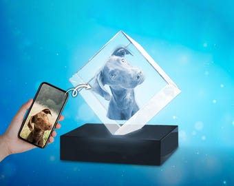 3D Pet Photo Crystal: Laser Engraved Diamond Keepsake, Memorial Gift