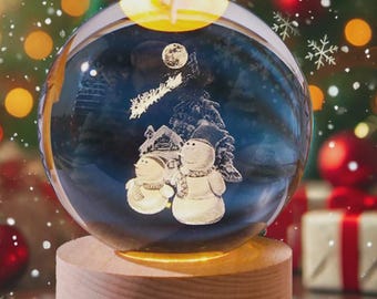3D Snowman crystal ball | Color Changing LED Night Light  – Christmas LED Gift