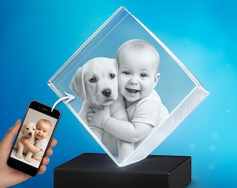3D Photo Crystal Keepsake Engraved Diamond Memorial custom with your picture