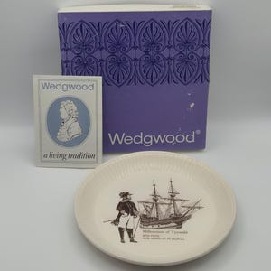 Wedgwood Plate, Queen's Ware Mayflower Ship | Vintage Collectible Home Decor
