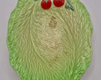 Vintage Beswick Ware No269 Ceramic Salad Lettuce Serving Dish with Red Cherries Green Leaf Design Made in England, Collectible Kitchen Decor