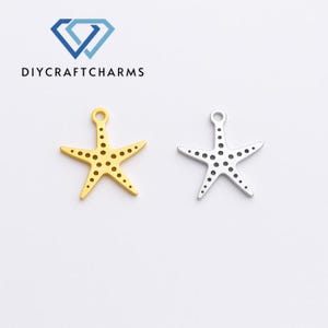 5pcs Ocean Starfish DIY Charms, Gold Plated Small Star Charms, Necklace Bracelet Earrings Charms, Jewellery DIY Craft Charms