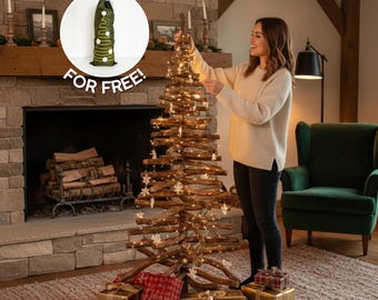 Wooden new year tree, christmas eco friendly decor, rustic holiday decoration
