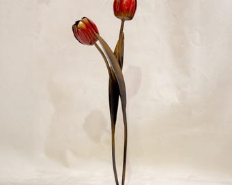 花彫刻の金属製アート作品 金属製の花、素朴なブーケ、錬鉄製アート、TheSteelStyleThings