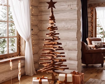 Handmade Christmas tree, wood xmas decor, farmhouse holiday decoration, personalized tree