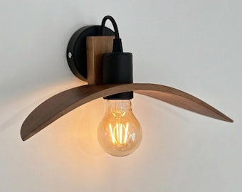 Handmade wooden japandi lamp, modern wall sconce pair, flush mount lighting