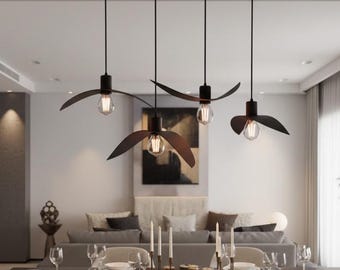 Metal cluster chandelier, modern multi pendant dining room light, linear ceiling fixture