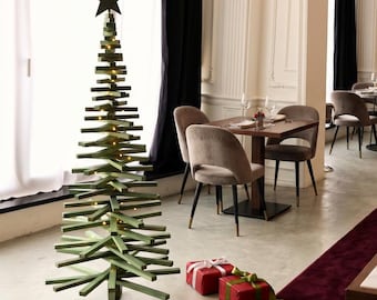 Spiral Christmas tree, large wooden xmas decor, restaurant decoration