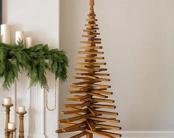 Eco friendly wooden christmas tree, large farmhouse xmas centerpiece, unique holiday decor