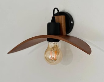 Wooden bedside wall lamp, handmade sconces lighting, modern bedroom wall light