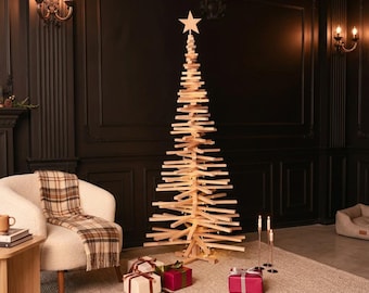 Large eco friendly Christmas tree, handmade wood xmas decor, unusual personalized tree