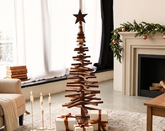 Reusable Christmas tree with topper, spiral xmas tree, scandinavian holiday decor