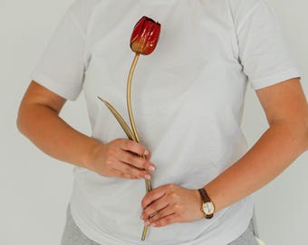 Iron tulip decor, metal flower stems, forever flower, 6th anniversary gift, rustic home decor, forged flower, mothers day gift