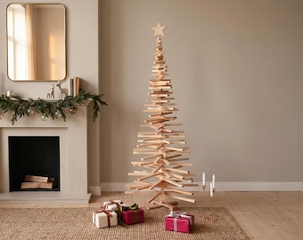 Personalized Christmas tree, eco wooden xmas decor, seasonal holiday decoration