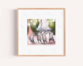 The Forest Parade — Stampa artistica poetica disegnata a mano, 12×12