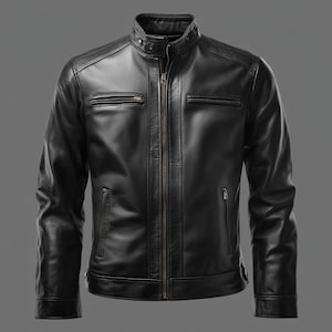 Blouson en cuir noir fait main pour homme, Blouson en cuir noir sur mesure, Blouson en cuir véritable pour homme, Blouson en cuir véritable, Blouson en cuir pour homme