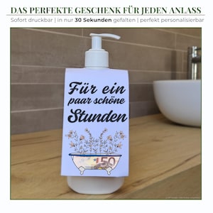 Geldgeschenk Geburtstag SPA | Geschenketikett zum Ausdrucken für Wellness, Bodylotion, Wein, Entspannung & kleine Auszeiten | Direkt PDF
