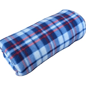 Manta de forro polar vintage: suave manta a cuadros azules para sofá o cama, 120 x 180 cm
