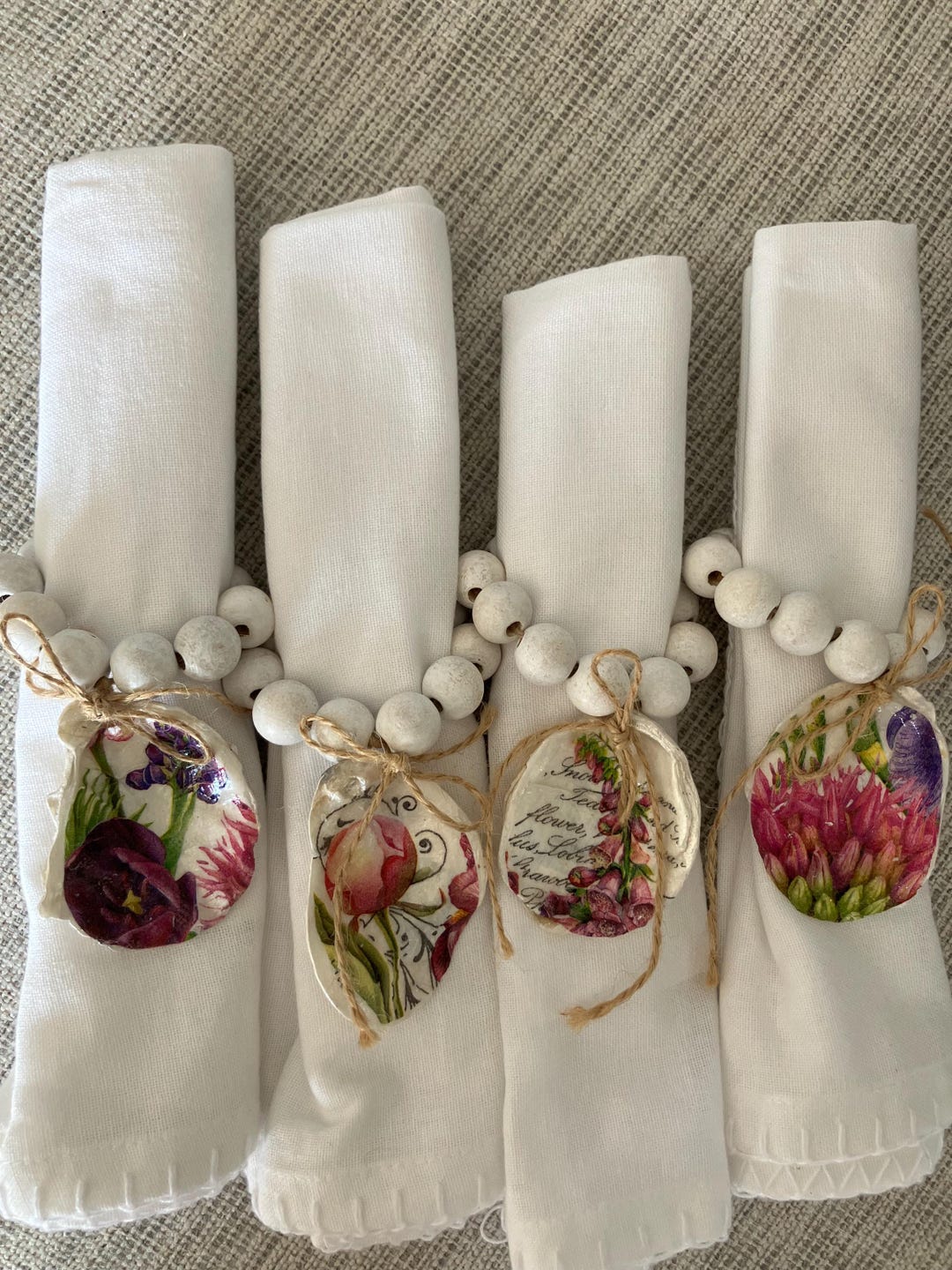 Oyster Shell Napkin Rings. Each Set of Six is One of a Kind and Created ...
