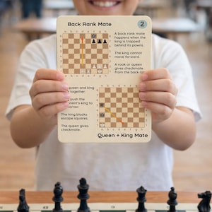 Kids Educational Montessori Chess Flashcards, Learn Checkmate Patterns, Recognize Winning Plans and Combinations, Logical Thinking Skills