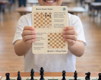Kids Educational Montessori Chess Flashcards, Learn Checkmate Patterns, Recognize Winning Plans and Combinations, Logical Thinking Skills