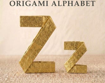 Origami Alphabet Buchstabe Z Faltanleitung, Großbuchstaben Kleinbuchstaben Papercraft Vorlage, DIY Papiermodell Muster, Hausschulressource, ABC Aktivität