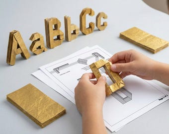 Origami-Alphabet-Faltanleitung, A-Z Groß- und Kleinbuchstaben, Bastelanleitung für Kinder, Montessori-Lese- und Schreibübung