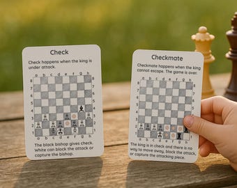 Kids Chess Game Situations Flashcards and Activity Worksheets, Montessori Printable Learning Cards for Brain Development & Critical Thinking