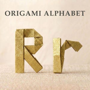 Origami letter R vouwpatroon, alfabet DIY Papercraft-gids, ABC-leeractiviteit voor kinderen, creatieve leermiddelen, cadeau voorschoolse