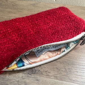 Cardinal Red California Pouch with Printed Flower Lining