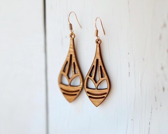 African Style Earrings SVG Laser Cut File, Wood and Acrylic Earring Template, Glowforge Designs, Lightburn DXF PDF, Plywood Digital Download