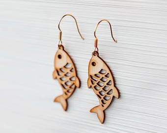 Fischohrringe SVG • Laserschnittvorlage für Holz und Sperrholz • DIY-Schmuck (digitaler Download)