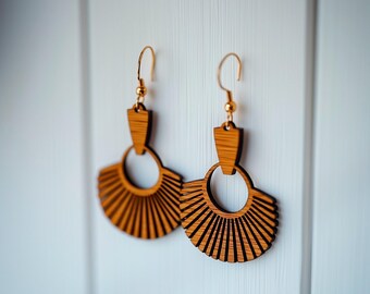African Style Earrings SVG Laser Cut File, Wood and Acrylic Earring Template, Glowforge Designs, Lightburn DXF PDF, Plywood Digital Download