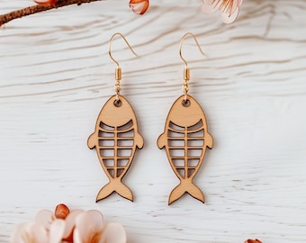 Fish Earrings SVG • Wooden & Plywood Laser Cut Template • DIY Jewelry Digital Download