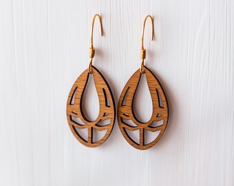 African Style Earrings SVG Laser Cut File, Wood and Acrylic Earring Template, Glowforge Designs, Lightburn DXF PDF, Plywood Digital Download
