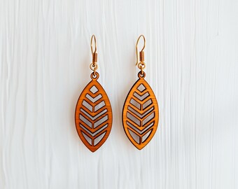 African Style Earrings SVG Laser Cut File, Wood and Acrylic Earring Template, Glowforge Designs, Lightburn DXF PDF, Plywood Digital Download